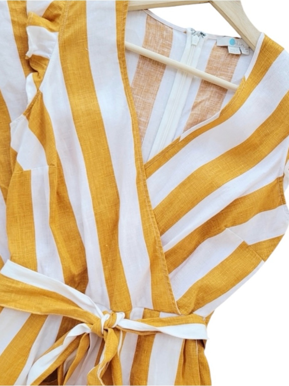 Boden Mila Linen Striped Wide Leg Jumpsuit Orange & White 2R - Picture 4 of 7